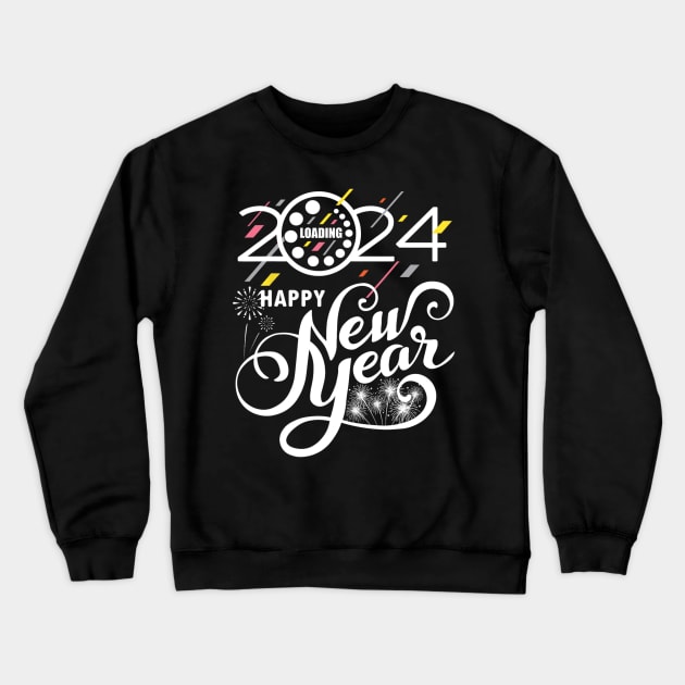 New Years Eve Party Supplies 2024 Happy New Year Fireworks Crewneck Sweatshirt by nadenescarpellos
